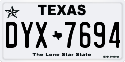 TX license plate DYX7694