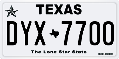 TX license plate DYX7700