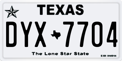TX license plate DYX7704