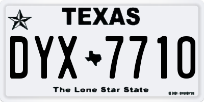 TX license plate DYX7710