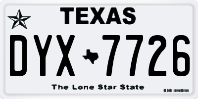TX license plate DYX7726