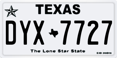 TX license plate DYX7727