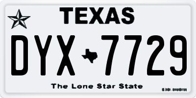 TX license plate DYX7729