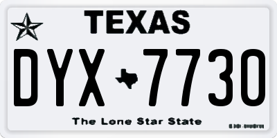 TX license plate DYX7730