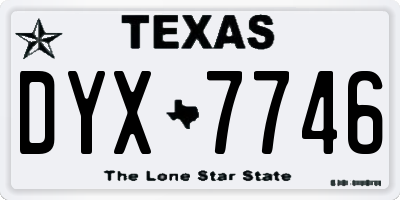 TX license plate DYX7746