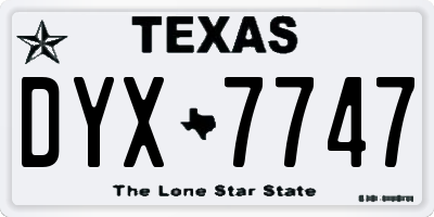 TX license plate DYX7747