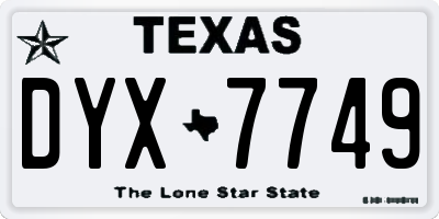 TX license plate DYX7749