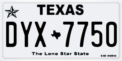 TX license plate DYX7750