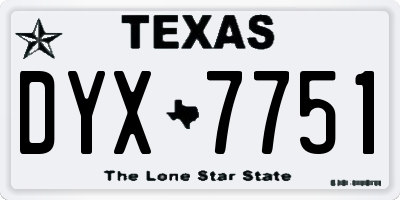 TX license plate DYX7751