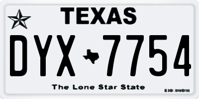 TX license plate DYX7754