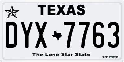 TX license plate DYX7763