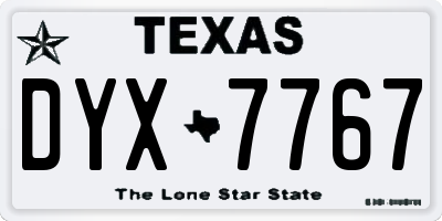 TX license plate DYX7767