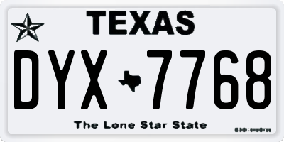 TX license plate DYX7768