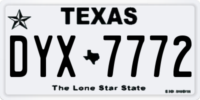 TX license plate DYX7772