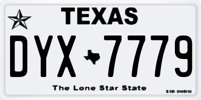 TX license plate DYX7779