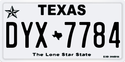 TX license plate DYX7784