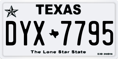 TX license plate DYX7795