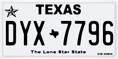 TX license plate DYX7796