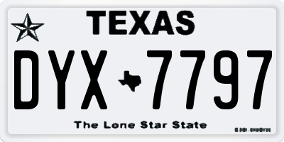 TX license plate DYX7797