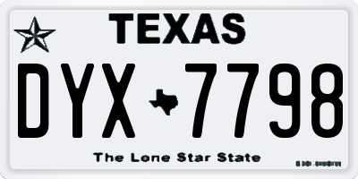 TX license plate DYX7798