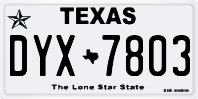 TX license plate DYX7803