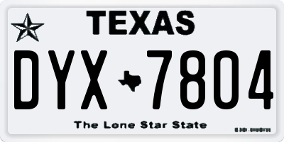 TX license plate DYX7804