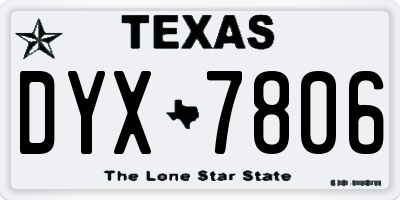 TX license plate DYX7806