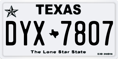 TX license plate DYX7807