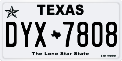 TX license plate DYX7808