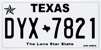 TX license plate DYX7821
