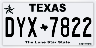TX license plate DYX7822