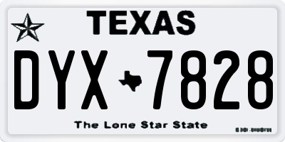 TX license plate DYX7828