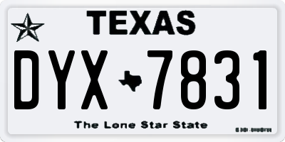 TX license plate DYX7831