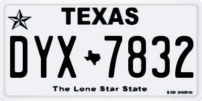 TX license plate DYX7832