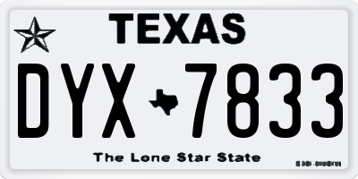 TX license plate DYX7833