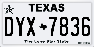 TX license plate DYX7836