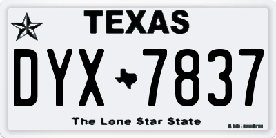 TX license plate DYX7837