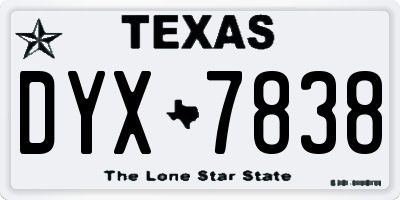 TX license plate DYX7838