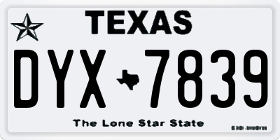 TX license plate DYX7839