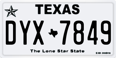 TX license plate DYX7849