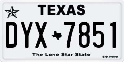 TX license plate DYX7851