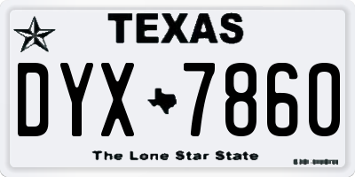 TX license plate DYX7860