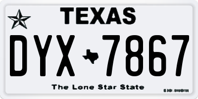 TX license plate DYX7867