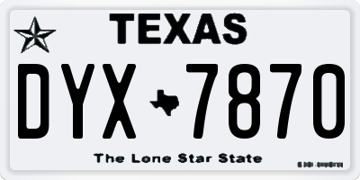 TX license plate DYX7870