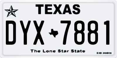 TX license plate DYX7881