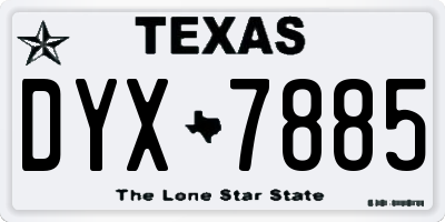 TX license plate DYX7885