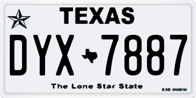 TX license plate DYX7887