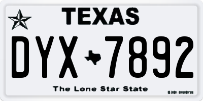 TX license plate DYX7892
