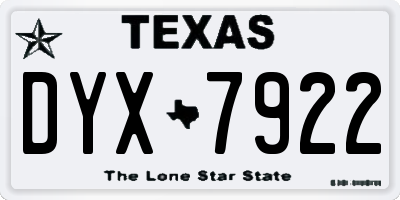 TX license plate DYX7922