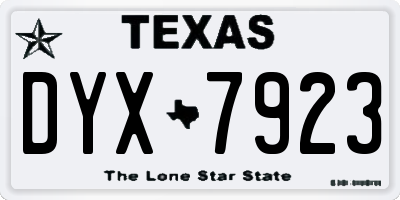 TX license plate DYX7923